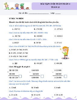 Giải Bài tập cuối tuần lớp 4 môn Toán Kết nối tri thức - Tuần 13