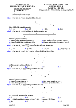 Đề kiểm tra Toán 12 lần 1 năm 2020 – 2021 trường THPT Lý Thánh Tông – Hà Nội