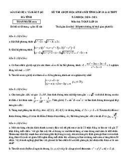 Đề thi học sinh giỏi tỉnh Toán 10 năm 2020 – 2021 sở GD&ĐT Hà Tĩnh