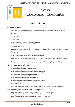 Chuyên đề dãy số, cấp số cộng và cấp số nhân Toán 11 Cánh Diều