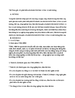 Việt Nam gắn với phát triển nền kinh tế tri thức và bảo vệ môi trường học phần Xã hội học pháp luật