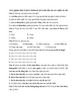 Trắc nghiệm Sinh học 12 bài 5