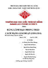 Chuyên đề nghị luận: Đảng lãnh đạo phong trào cách mạng (1930-1935) môn Lịch sử đảng | Trường Đại học Kiến trúc Đà Nẵng