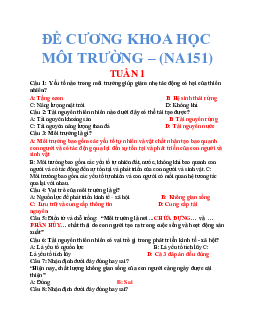 Đề cương ôn tập môn Khoa học môi trường (có đáp án) | Đại học Thăng Long