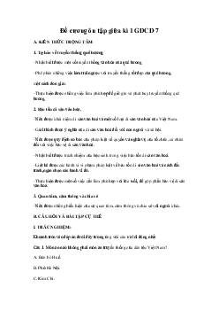 Đề cương ôn tập giữa học kì 1 môn Giáo dục công dân 7
