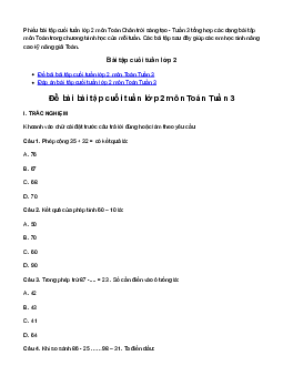 Phiếu bài tập cuối tuần lớp 2 môn Toán Chân trời sáng tạo - Tuần 3