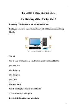 Giải Tin học lớp 3 Bài 3: Máy tính và em | Kết nối tri thức
