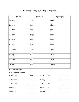 Từ vựng Tiếng Anh lớp 3 Global Success Starter