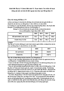 Giải SGK Địa lý 11 Cánh Diều bài 13: Thực hành: Tìm hiểu về hoạt động du lịch và kinh tế đối ngoại của khu vực Đông Nam Á