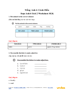 Soạn Anh 6 Unit 2 Worksheet SGK - Cánh diều