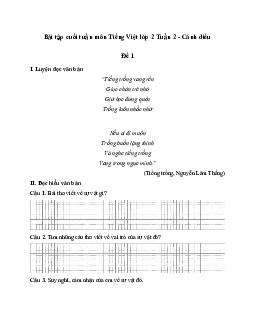 Bài tập cuối tuần lớp 2 môn Tiếng Việt Cánh Diều - Tuần 2