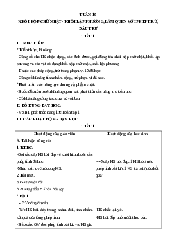 Giáo án môn Toán 1 - Tuần 10.1 | sách Cánh Diều (Cả năm)
