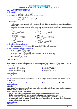 TOP 130 câu trắc nghiệm đường thẳng vuông góc với mặt phẳng (có đáp án)