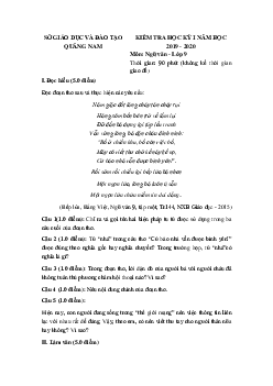 Đề thi học kì 1 lớp 9 môn Ngữ văn Sở GD&ĐT Quảng Nam năm 2020
