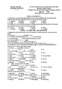 Đề thi giữa học kì 2 môn Tiếng Anh 6 năm 2023 - 2024 sách i-Learn Smart World | Đề 3