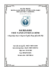 Công ty Cổ phần Thực phẩm Hà Nội | Bài thực hành thực tập quản trị tài chính