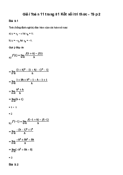 Toán 11 Bài 31: Định nghĩa và ý nghĩa của đạo hàm - Sách Kết Nối Tri Thức