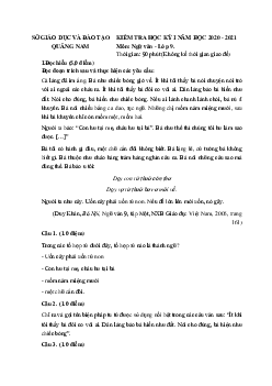 Đề thi học kì 1 Văn 9 Trường THCS Nguyễn Văn Huyên, Hoài Đức năm 2020 - 2021 (Đề số 1)