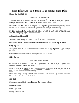 Soạn Tiếng Anh lớp 6 Unit 1 Reading SGK Cánh Diều