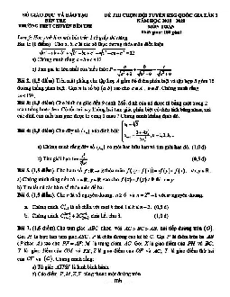 Đề chọn đội tuyển thi HSG Toán Quốc gia 2020 – 2021 trường chuyên Bến Tre (lần 2)