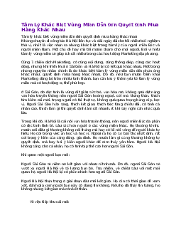 Tâm lý khác biệt vùng miền dẫn đến hành vi mua hàng khác nhau?