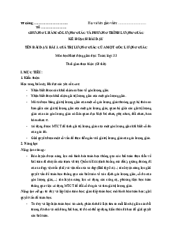 Bài 1: Giá trị lượng giác của một góc lượng giác - Giáo án Toán 11 Kết nối tri thức