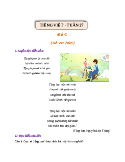 Bài tập cuối tuần lớp 2 môn Tiếng Việt Chân trời sáng tạo - Tuần 27 (Nâng cao)