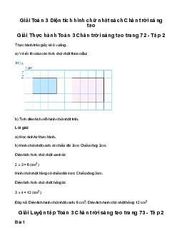 Giải Toán 3: Diện tích hình chữ nhật | Chân trời sáng tạo