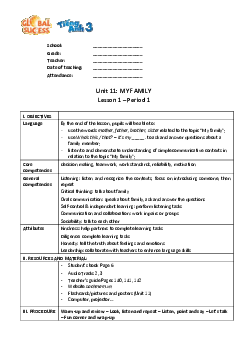 Unit 11: My family | Giáo án Tiếng Anh 3 | Global Success