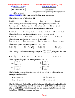 Đề thi giữa HKII năm 2021-2022 môn toán Trường THCS Trung Kiên (có lời giải)