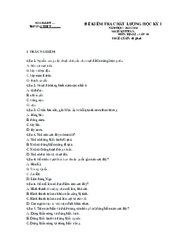 Đề thi học kì 1 môn Địa lí 10 năm 2023 - 2024 sách Kết nối tri thức với cuộc sống đề 3