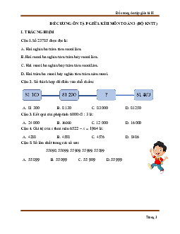 Đề cương ôn tập giữa học kì 2 môn Toán lớp 3 năm 2023 - 2024 | Kết nối tri thức