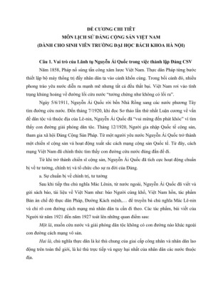 Đề cương Môn Lịch sử Đảng | Đại học Bách Khoa Hà Nội