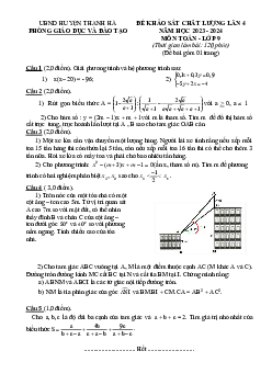 Đề khảo sát lần 4 Toán 9 năm 2023 – 2024 phòng GD&ĐT Thanh Hà – Hải Dương