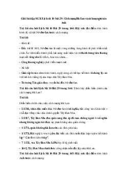 Giải bài tập SGK Lịch sử 10 bài 29