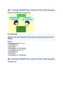 Giải SGK Toán lớp 2 trang 22 Số bị chia – số chia – thương| Chân trời sáng tạo