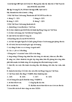 Giải SBT Lịch Sử 12 bài 13: Phong trào dân tộc dân chủ ở Việt Nam từ năm 1925 đến năm 1930