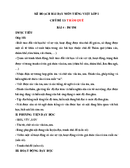 Chủ đề 13: Thăm quê  | Bài 4 | Giáo án Tiếng Việt 1 bộ sách Chân trời sáng tạo