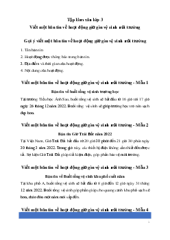 Tập làm văn lớp 3: Viết một bản tin về hoạt động giữ gìn vệ sinh môi trường | Kết nối tri thức