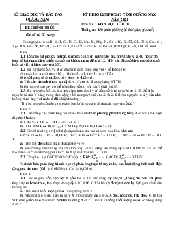 Đề thi Olympic Hóa 10 Sở GD&ĐT Quảng Nam 2021 (Có đáp án)