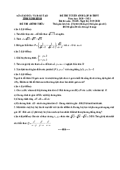 Đề tuyển sinh lớp 10 THPT môn Toán năm 2020 – 2021 sở GD&ĐT Ninh Bình