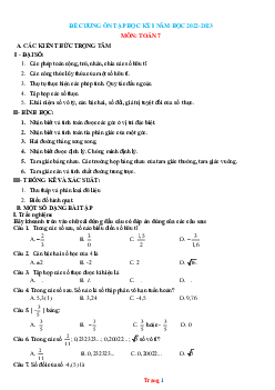 Đề ôn tập học kì 1 toán lớp 7 sách kết nối tri thức năm 2022-2023 (có đáp án)