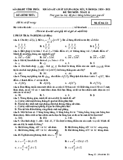 Đề thi học kì 1 Toán 11 năm học 2020 – 2021 sở GD&ĐT Vĩnh Phúc