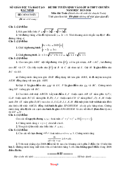 Đề thi tuyển sinh vào lớp 10 môn Toán THPT chuyên năm 2023-2024 Sở GD và ĐT Bắc Ninh (có đáp án và lời giải chi tiết)