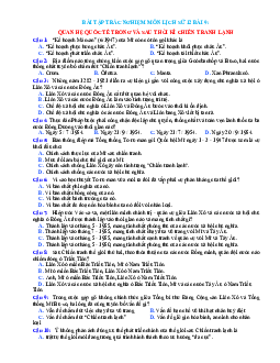 Trắc nghiệm Sử 12 bài 9 có đáp án: Quan hệ quốc tế trong và sau thời kì chiến tranh lạnh