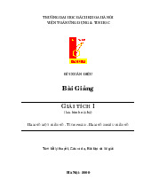 Bài giảng môn Giải tích 1 | Đại học Bách Khoa Hà Nội