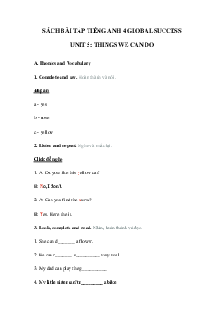 Sách bài tập tiếng Anh lớp 4 unit 5 Global success