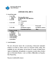 Syllabus - Math for business | Trường Đại học Quốc tế, Đại học Quốc gia Thành phố HCM