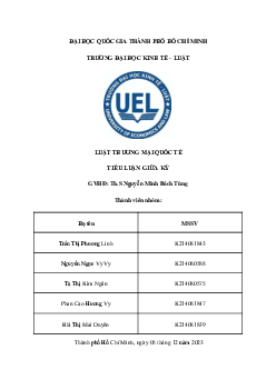 Tiểu luận giữa kỳ môn Luật thương mại quốc tế