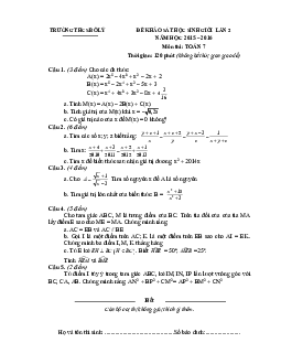 Đề khảo sát HSG Toán 7 lần 2 năm 2015 – 2016 trường THCS Bồ Lý – Vĩnh Phúc